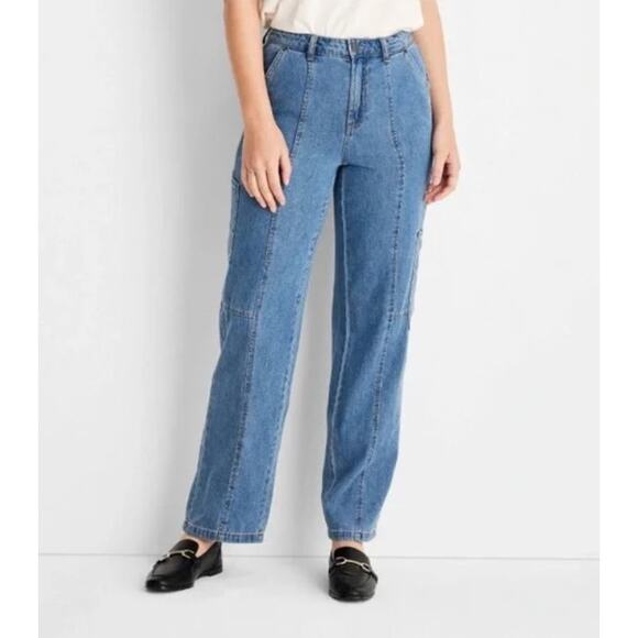 Future Collective Collab Reese Blutstein High Rise Cargo Jeans Size 4 NWT - Picture 2 of 11